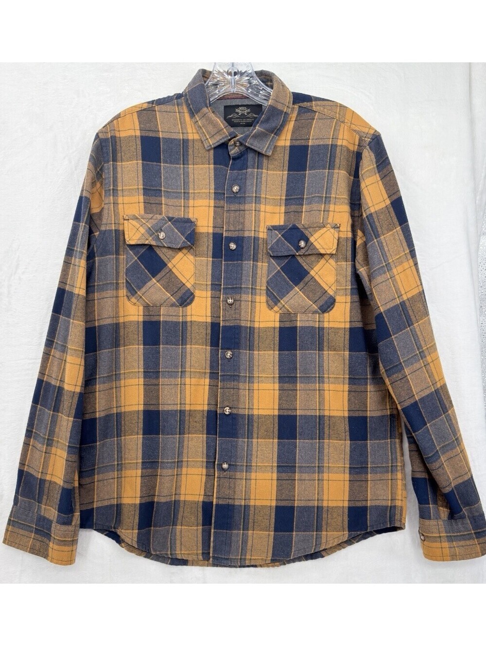 MBX Premium Goods Flannel Shirt Medium Mens Long Sleeve Plaid Button Up